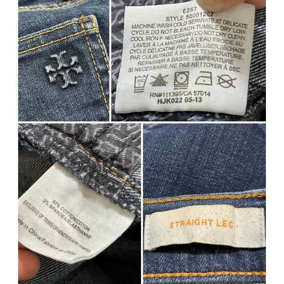 Comfort Relaxed Classic everyday luxury blue jeans Tory Burch straight sz 26 - Picture 3 of 11